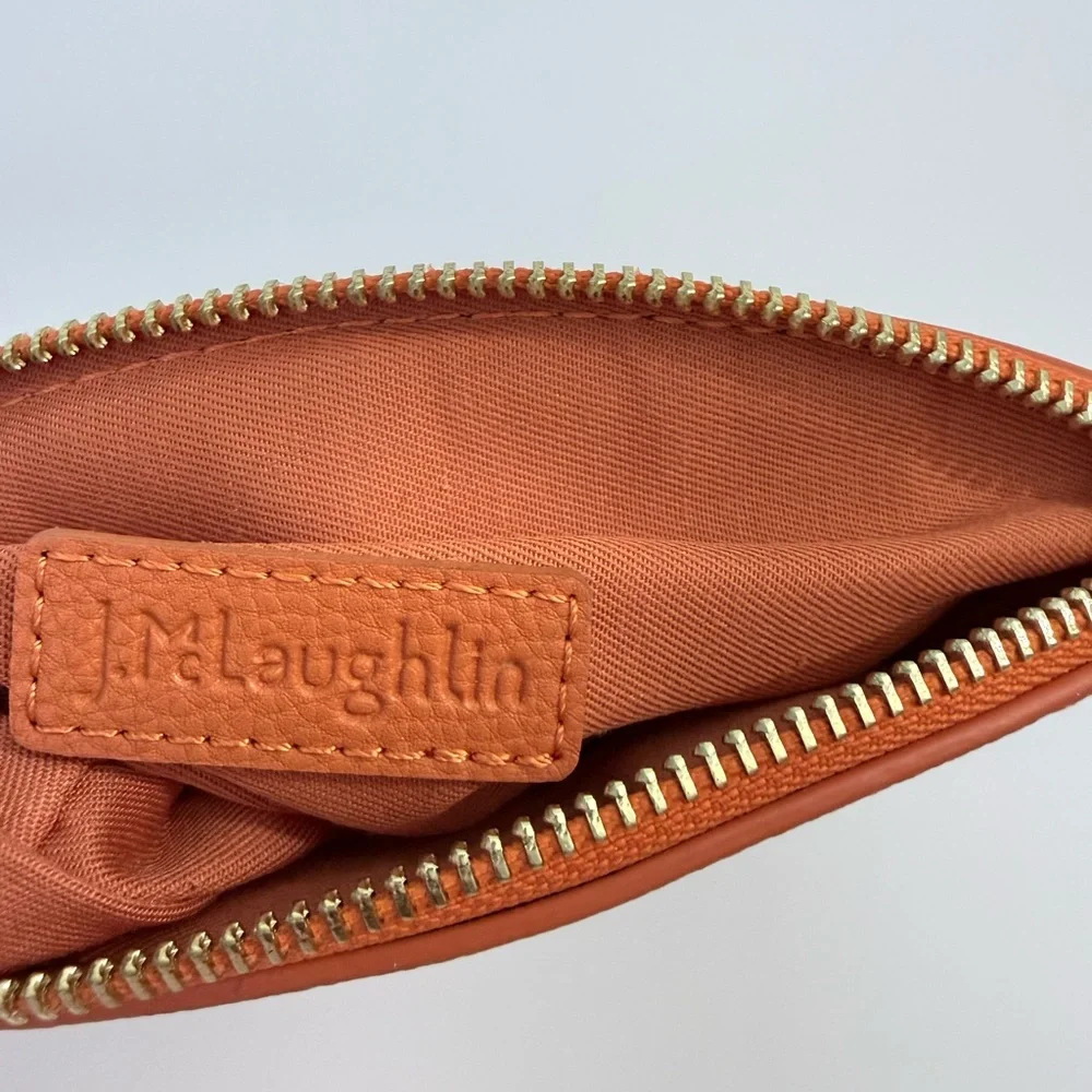 J. McLaughlin Navy and White Striped Cosmetic Bag with Tan Trim - Picture 9 of 10